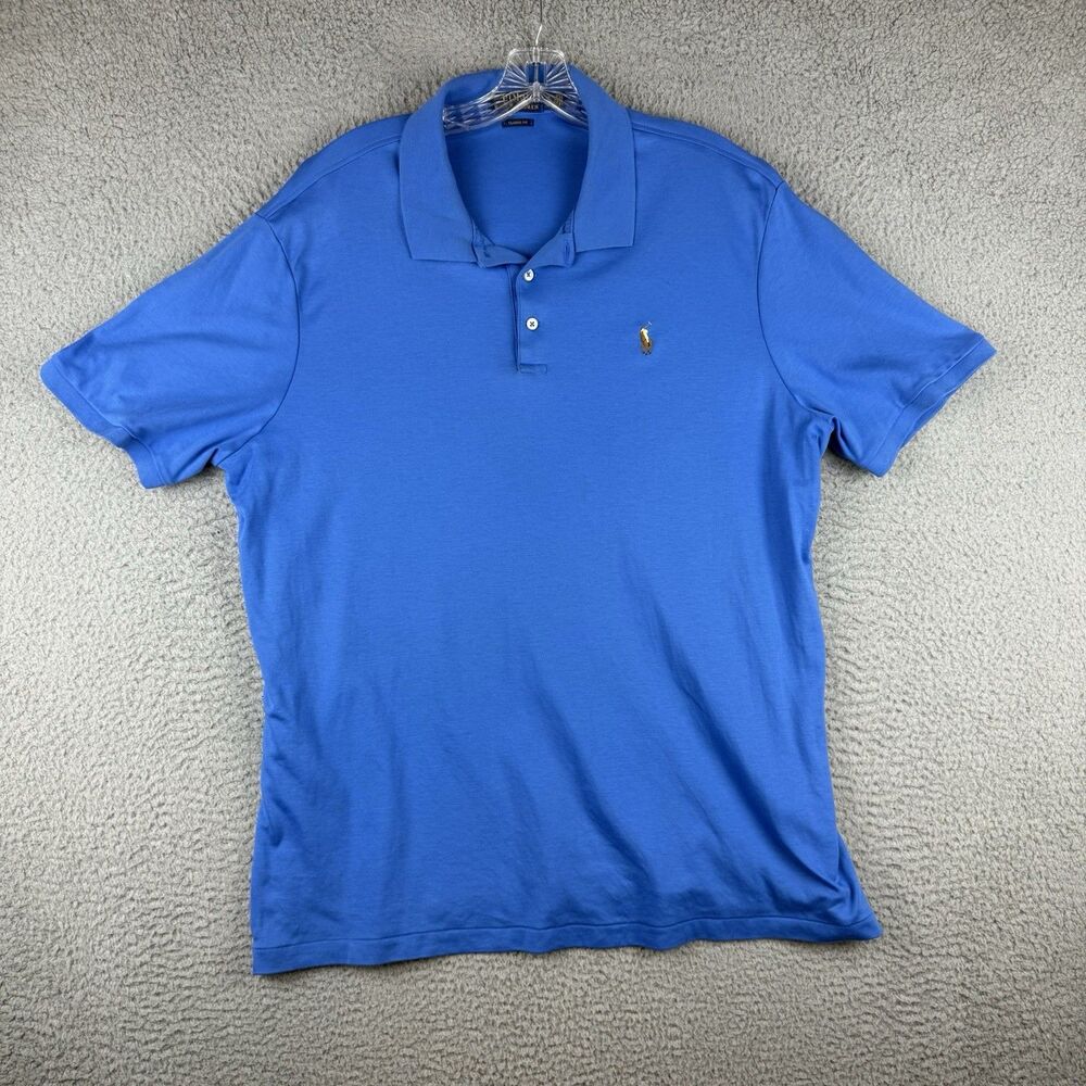 Polo Ralph Lauren Polo Shirt Mens XL Blue Classic Flesh Pony Short Sleeve